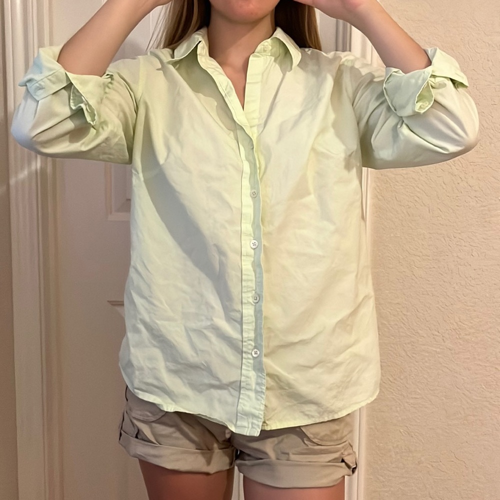 Eddie Bauer light green button down shirt